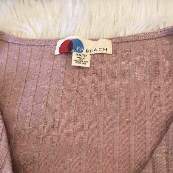 𝅺free people beach dusty pink tie keyhole too xs - Picture 5 of 7